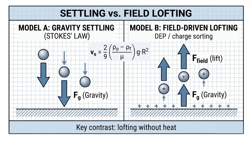 Diagram 34. Analysis diagram of Evidence File A showing anomalous particulate lofting and dielectrophoretic levitation mechanism