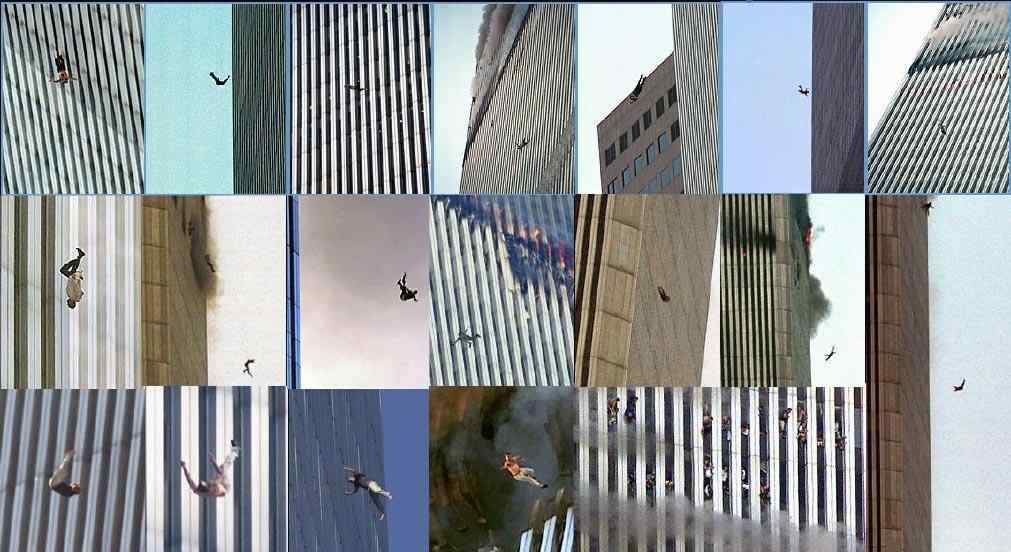 Figure 125. (9/11/01) Montage of a large number of jumpers showing visual confirmation of high volume and frequency of falls, consistent with systemic environmental intolerance