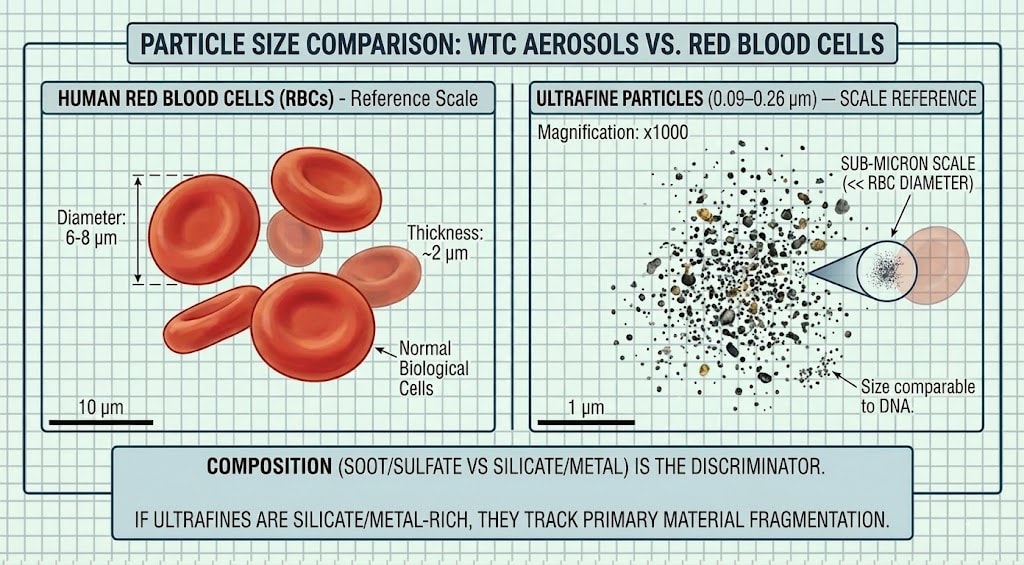Diagram 36. Additional analysis diagram showing composition analysis of ultrafine particles, demonstrating refractory silicates and metals rather than combustion aerosols