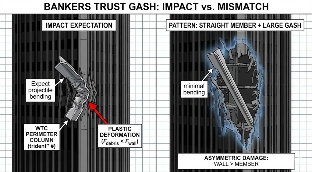 Comparison diagram showing standard impact with energy dissipation versus impedance mismatch, demonstrating target catastrophic failure while projectile remains elastic