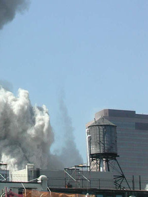 Figure 11. WTC1 steel core columns nearly completely converted to particulate matter