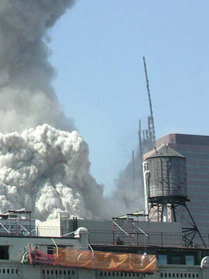 Figure 9. WTC1 steel core columns continuing to fade into particulate cloud