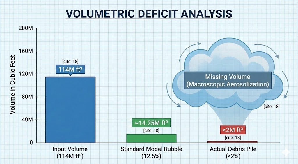Diagram 4. Final volumetric deficit analysis diagram comparing predicted debris pile height versus observed minimal debris