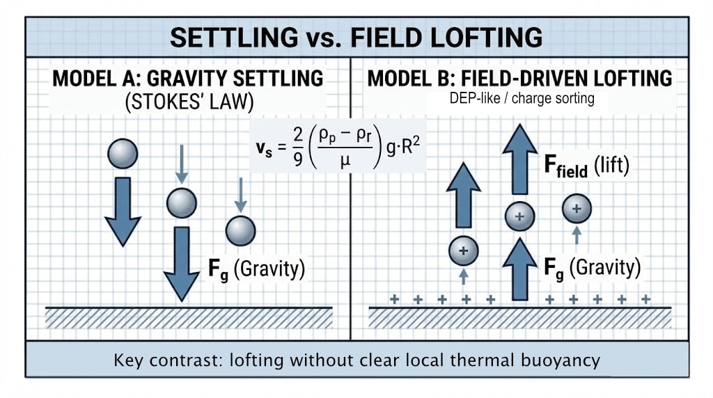 Diagram 34. Comparison of settling versus field-assisted lofting.