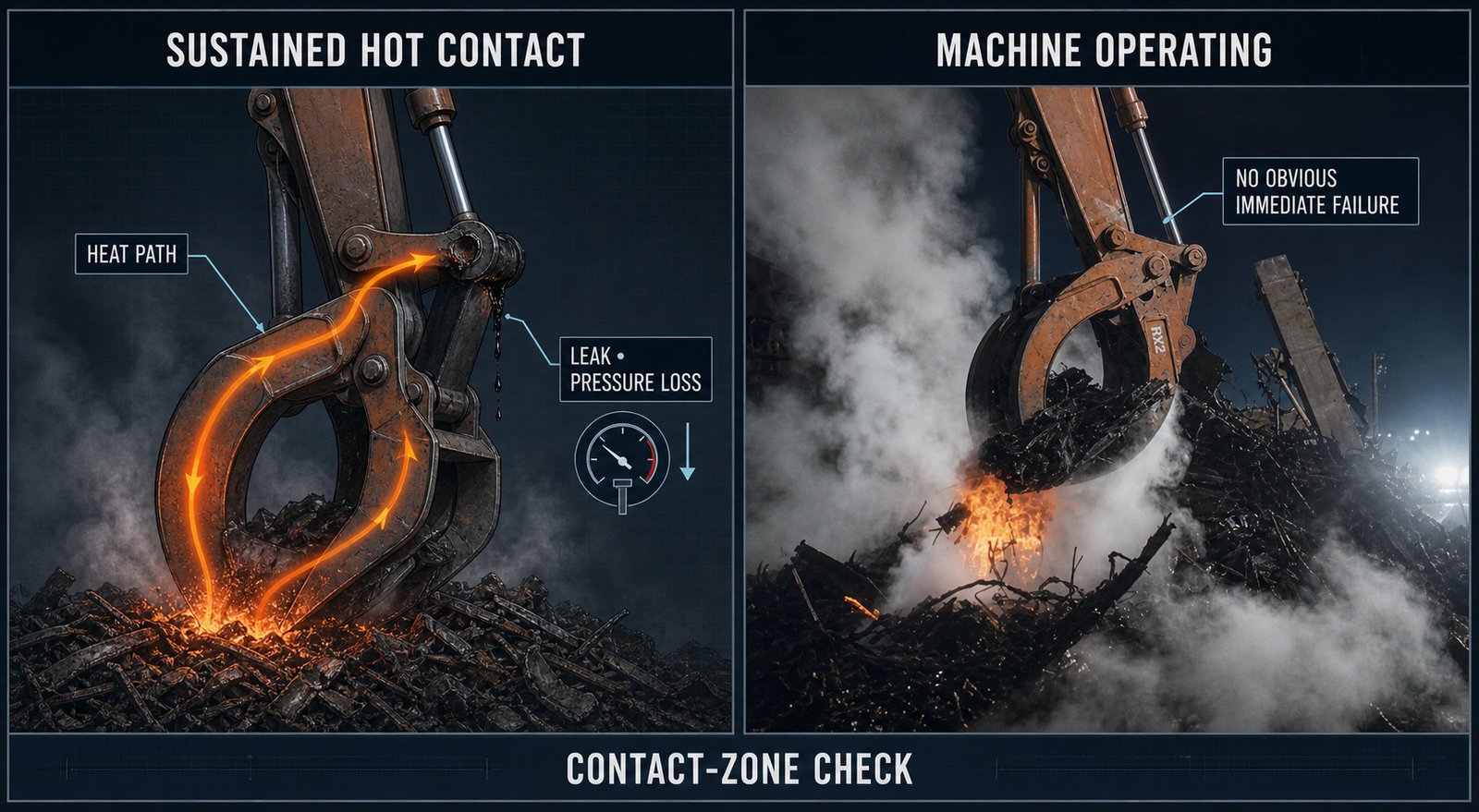 Diagram 25. Hot-contact claim versus machine operation: a bounded contact-zone compatibility check.